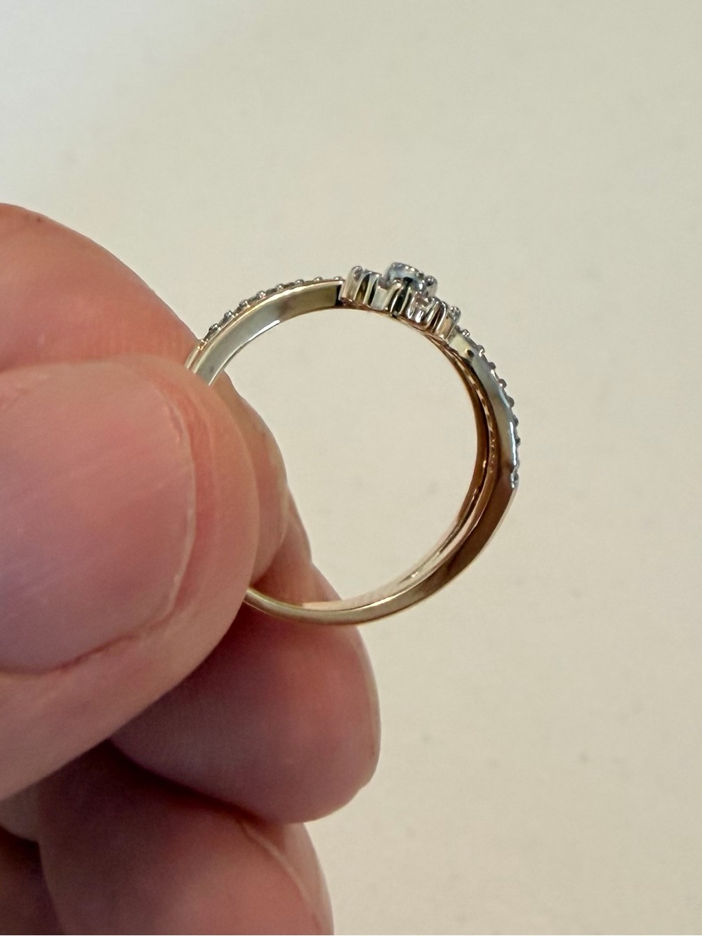 Rose Gold Floral Halo Diamond Ring. - Picture 7 of 8